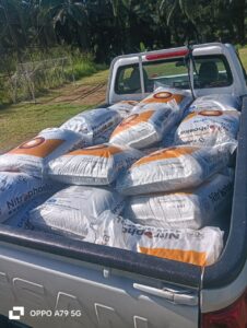 Fertilizer bags loaded for delivery to Lembaga Getah by Daddy Farm, Perak Agricultural Service Provider